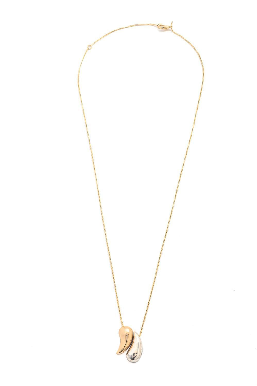 Colar Gota Dual com Dois Banhos | Ouro 18k e Ródio Branco