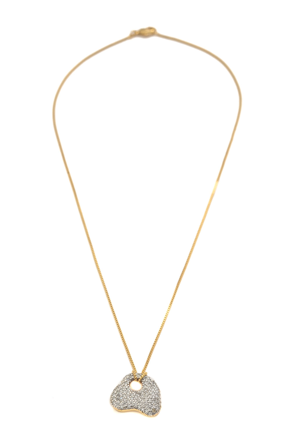 Colar Organic Canetiado em Ródio Branco com Banho em Ouro 18k