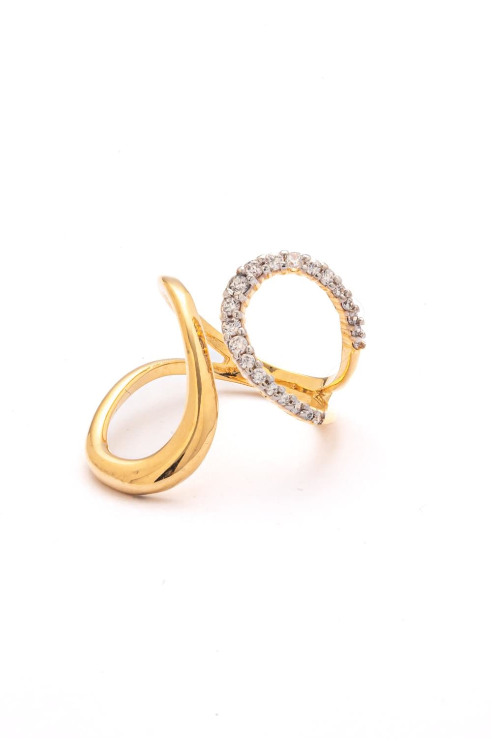Anel Cravejado Sintonia com Banho em Ouro 18k | Canetiado em Ródio Branco