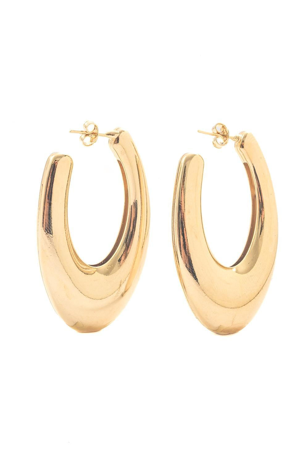 Argola Oval e Lisa com Banho em Ouro 18k