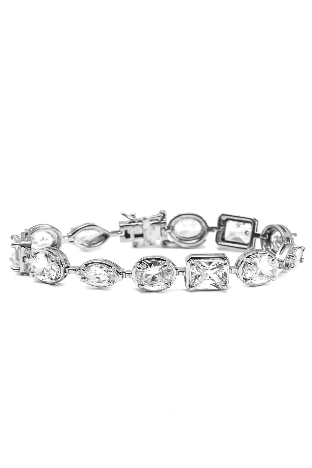 Pulseira Riviera Feminina Geométrica Banhada em Ródio Branco