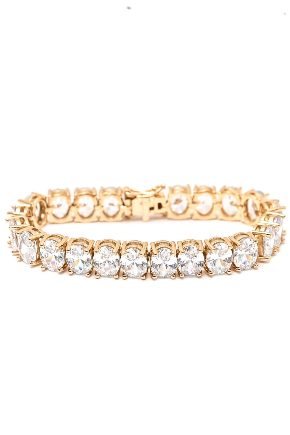 Pulseira Riviera Feminina Oval Banhada a Ouro 18K
