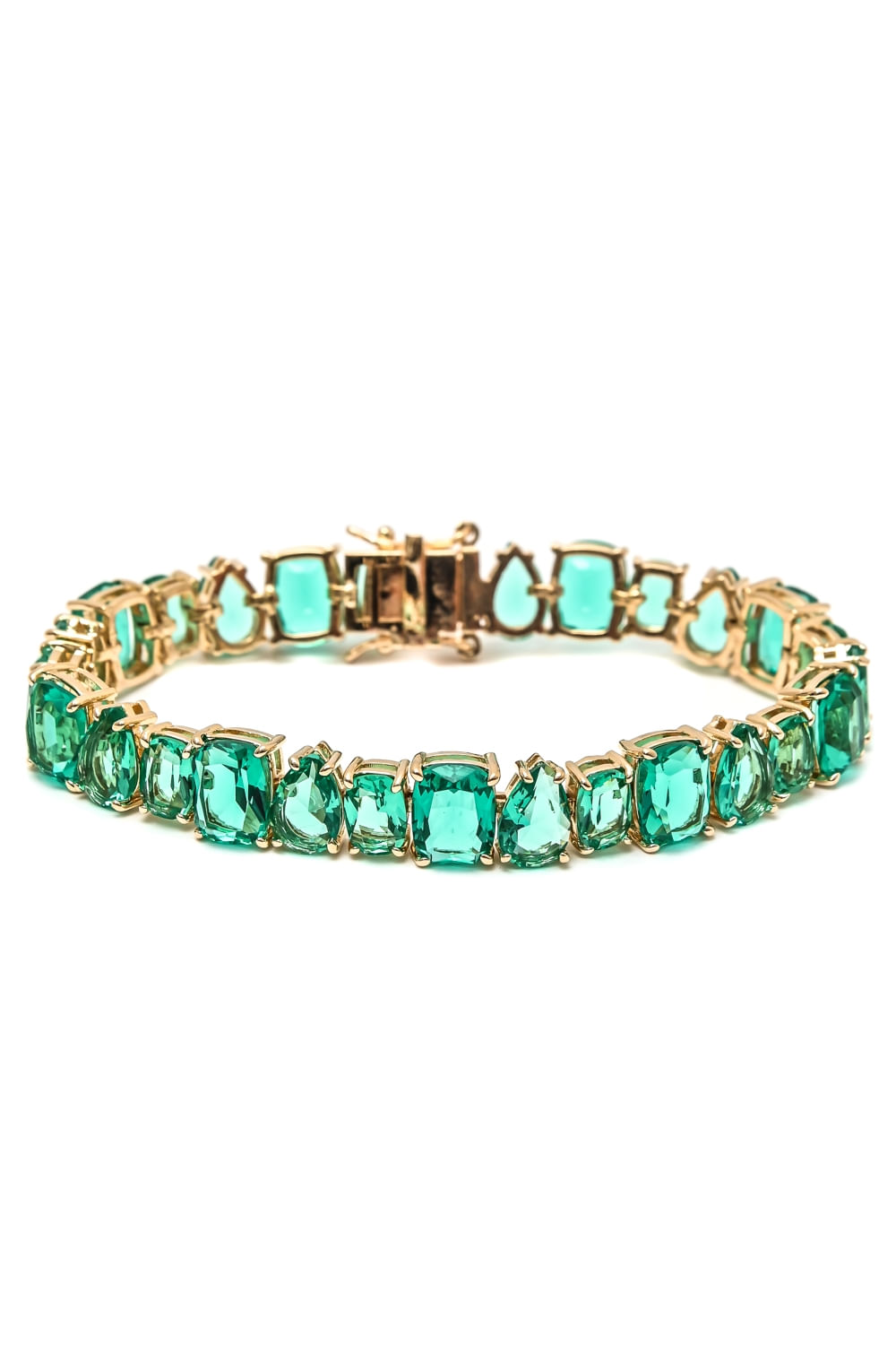 Pulseira Riviera Zircônias Turmalina Banhada a Ouro 18K