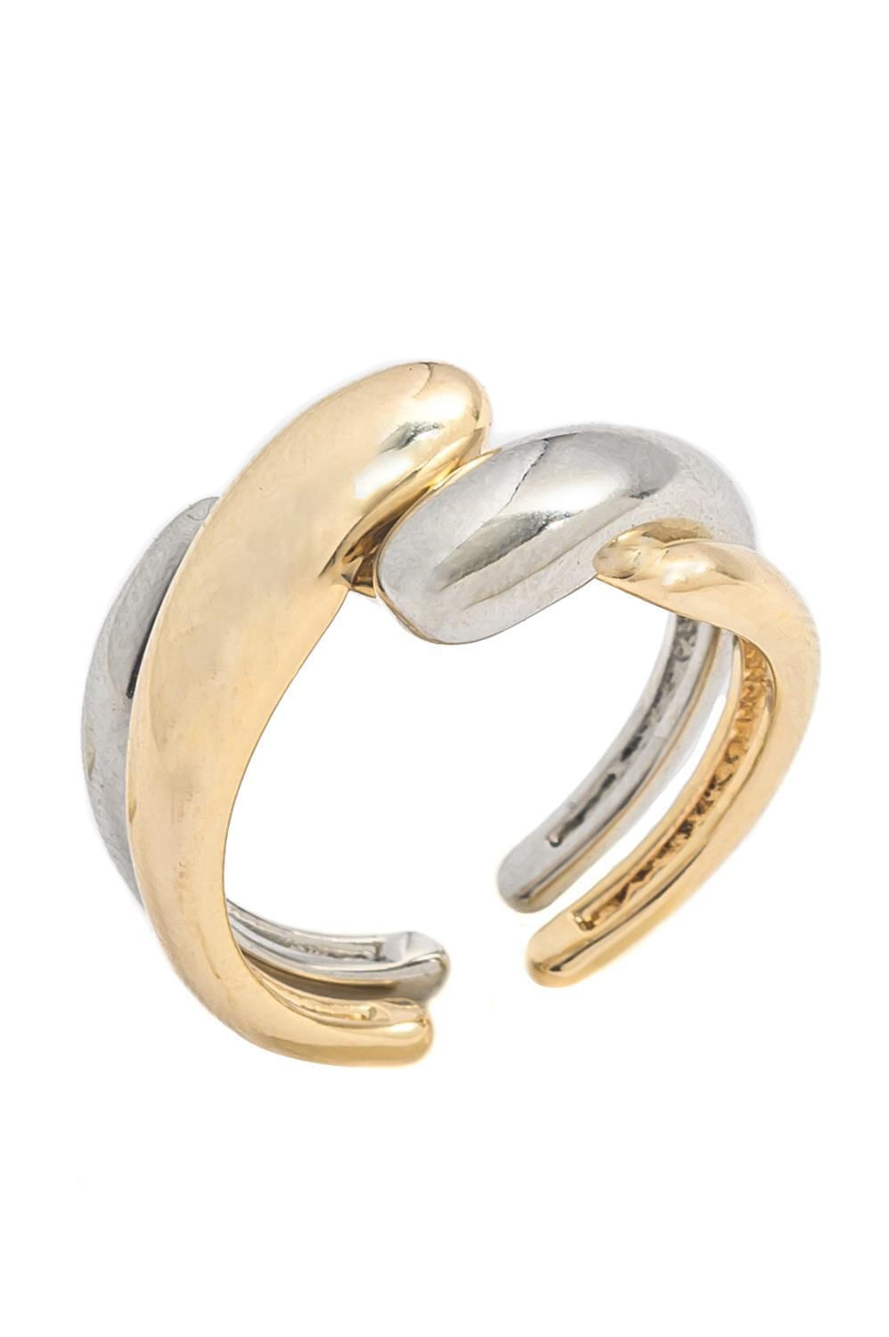 Anel Dual com Dois Banhos | Ouro 18k e Ródio Branco