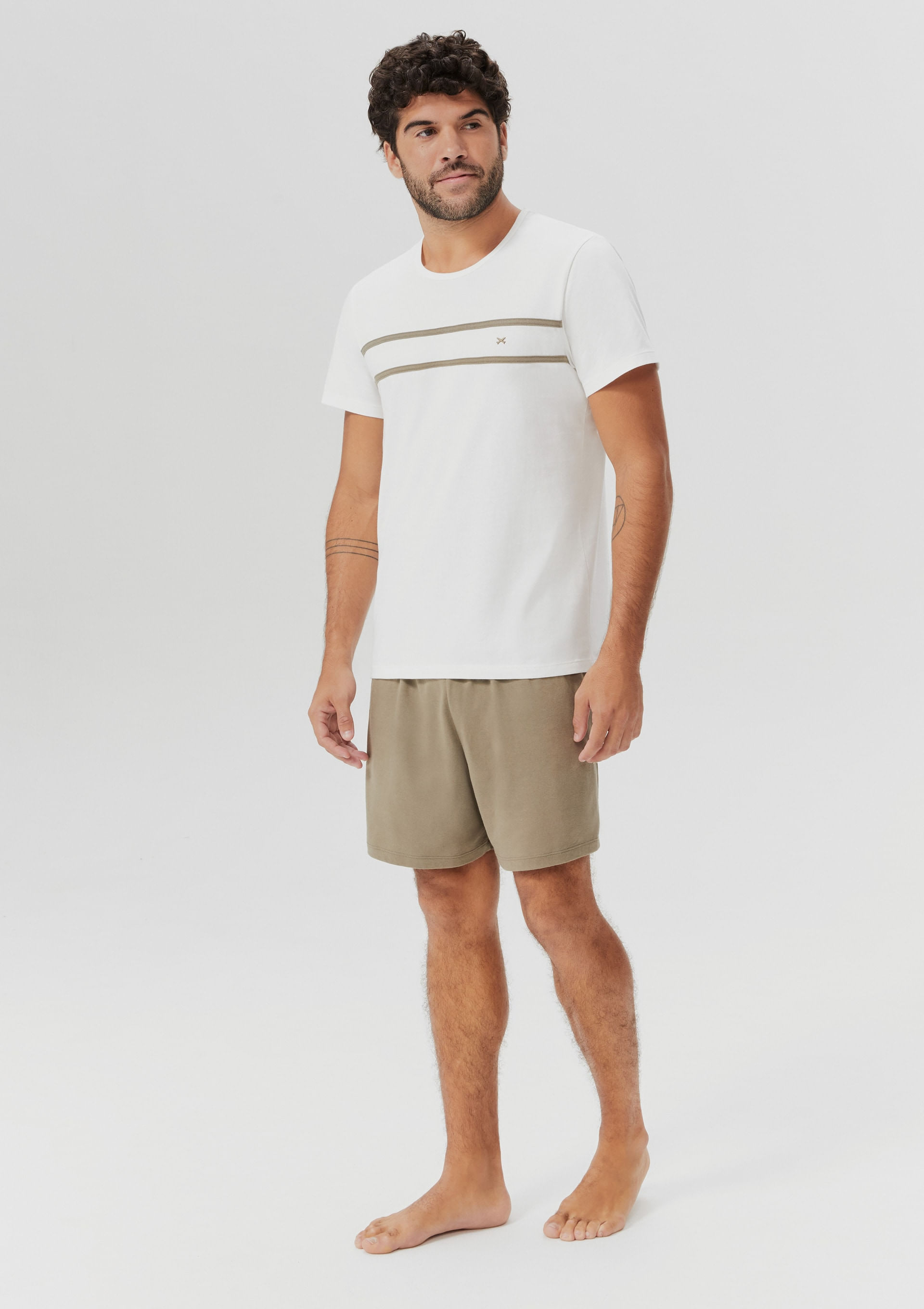Pijama Curto Masculino Em Algodão