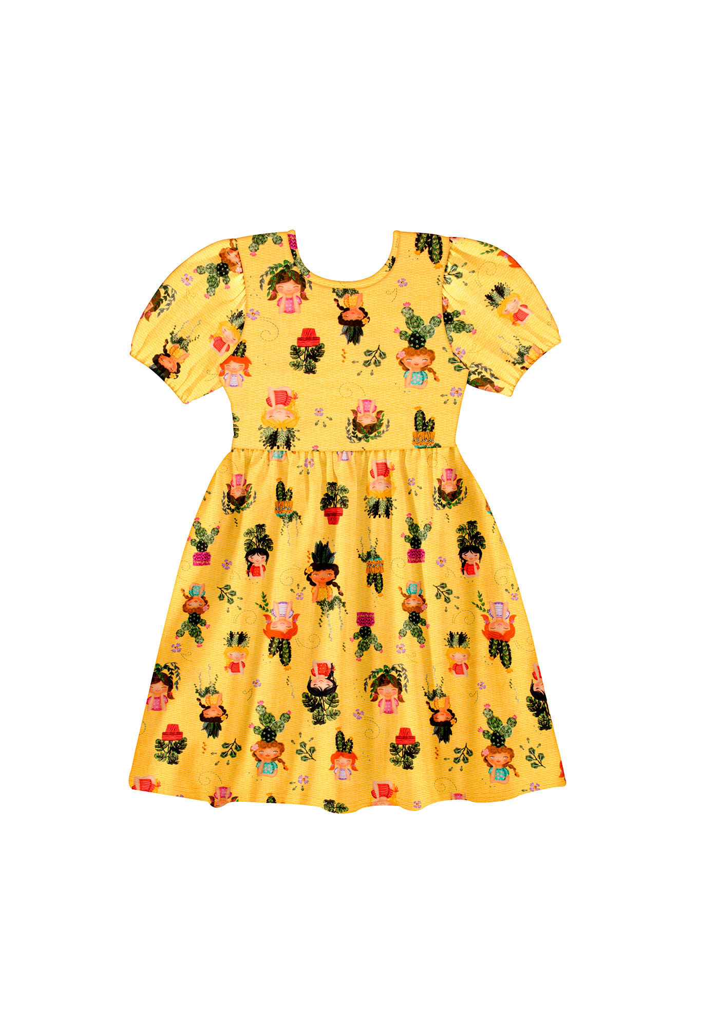 Vestido Infantil Menina com Estampa Bonecas