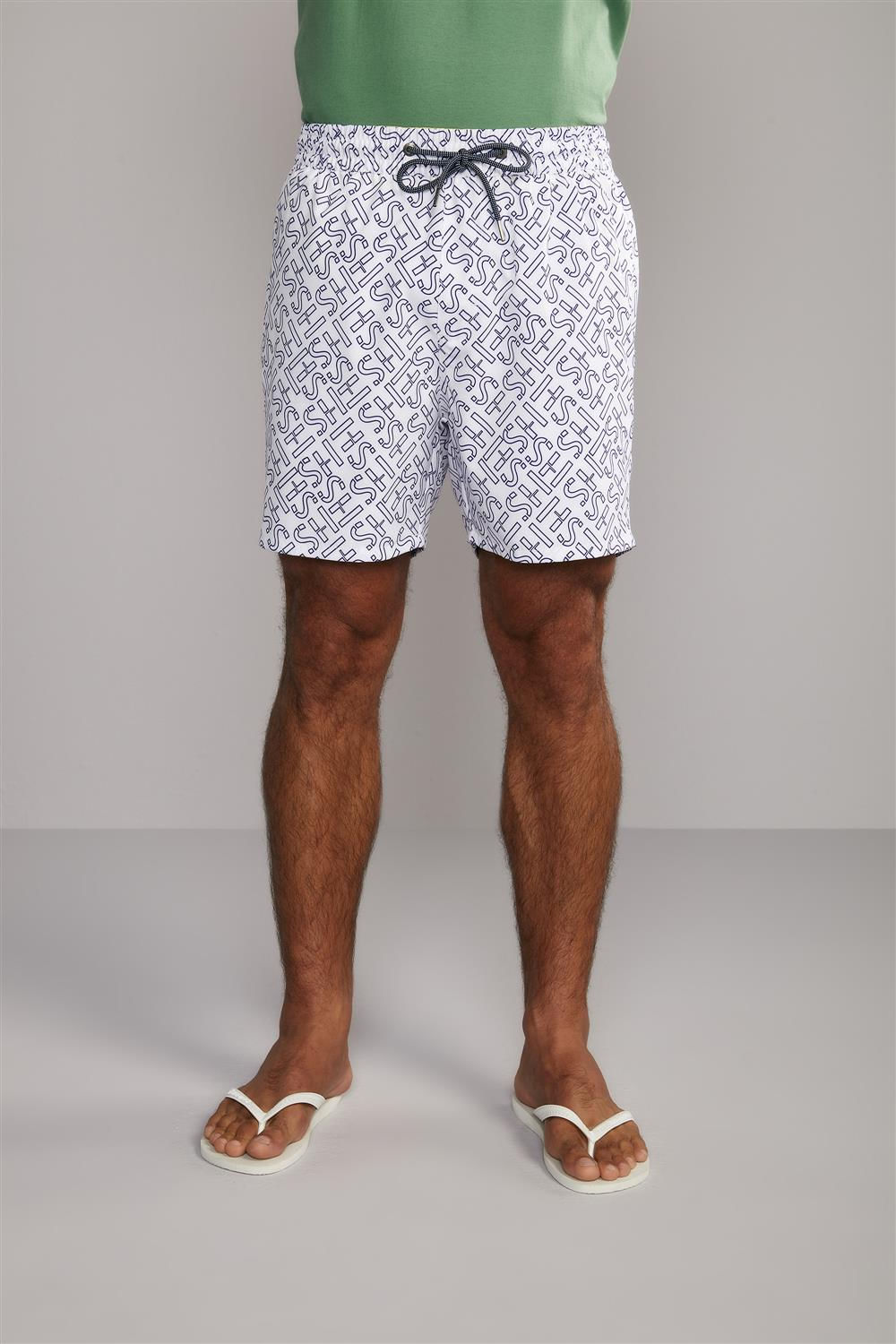 Short Masculino Praia Estampado - Branco