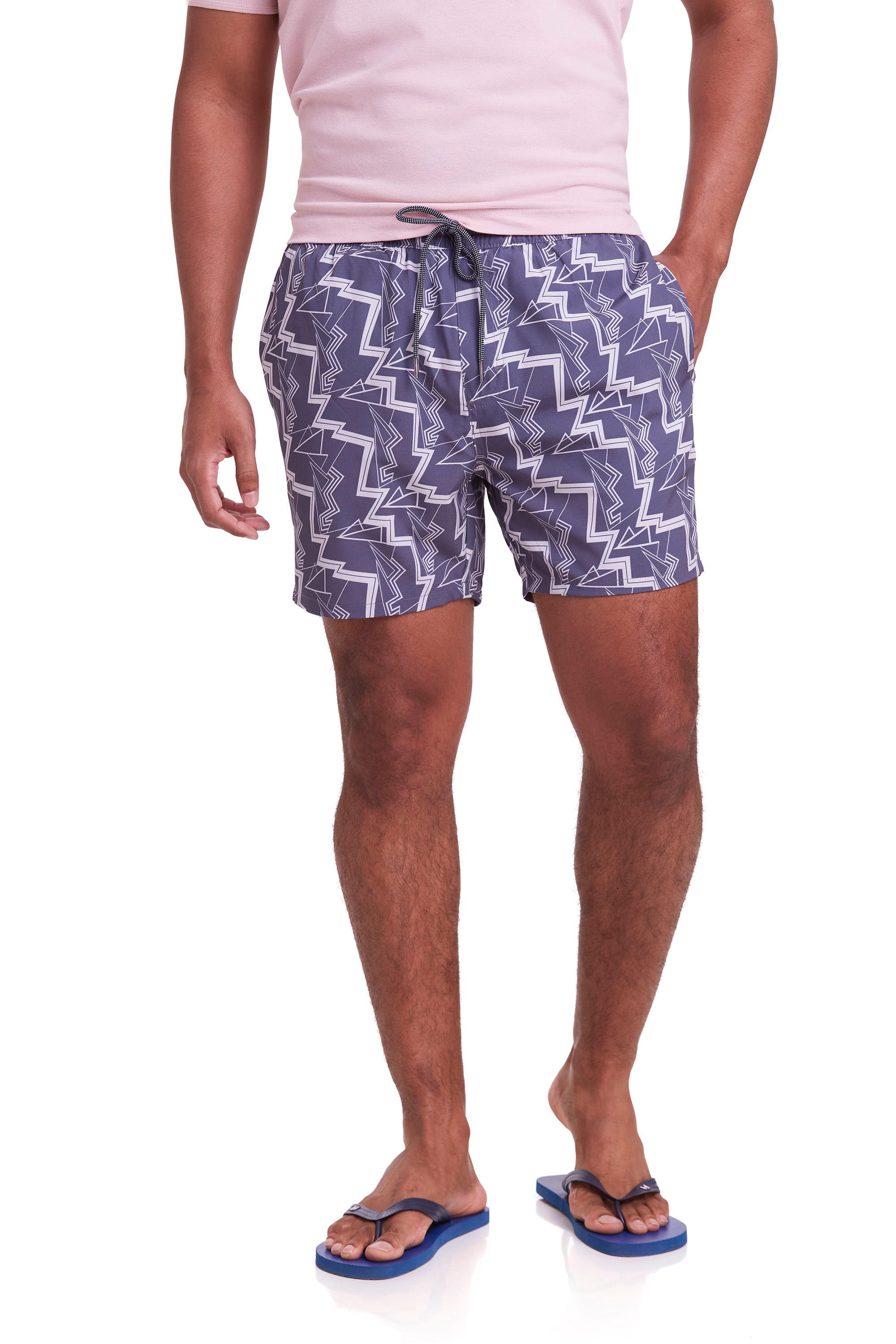 Shorts Praia Estampado - Branco Gelo