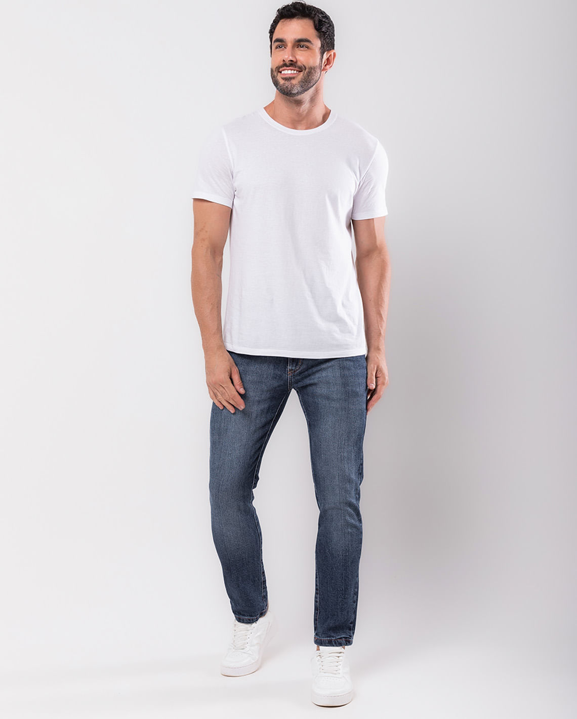 CALÇA JEANS SLIM FIT MASCULINA COM JOGO DE COSTURA 23807