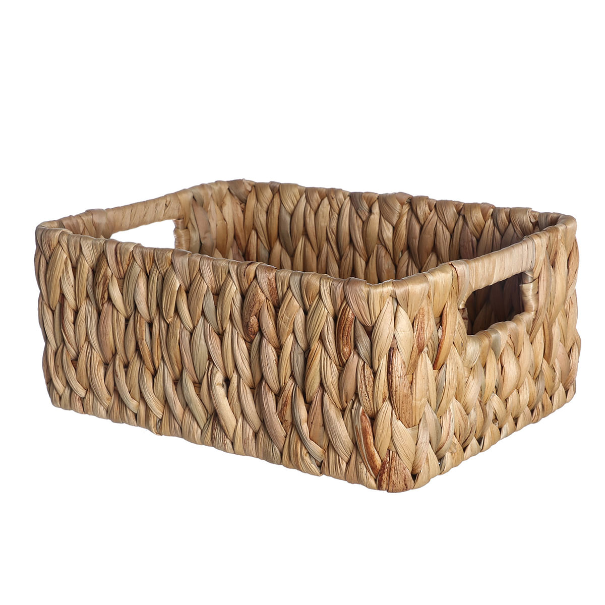 cesto organizador retangular 32cm com alças de palha fibra natural - Oikos