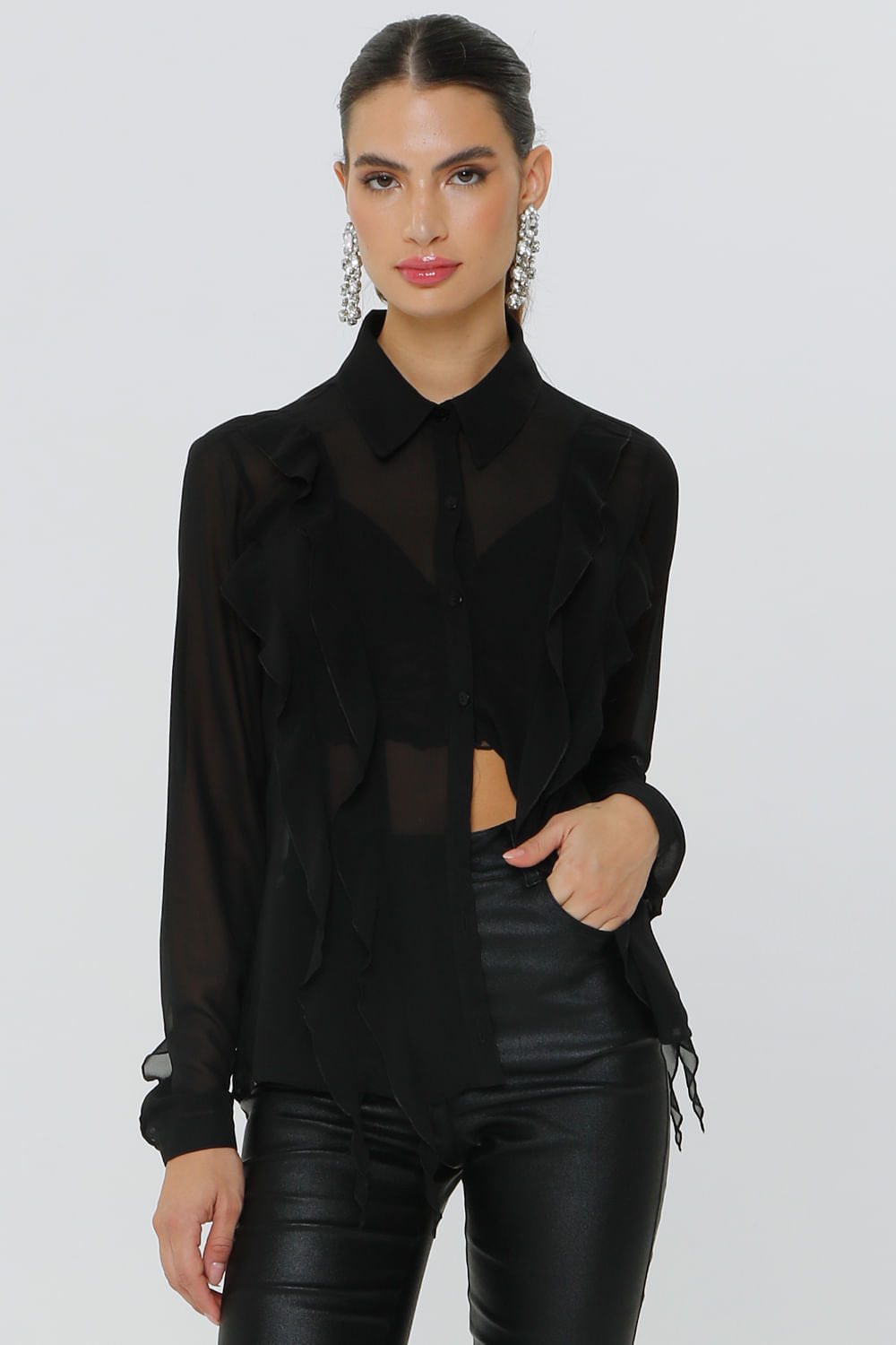 CAMISA COM BABADO + TOP