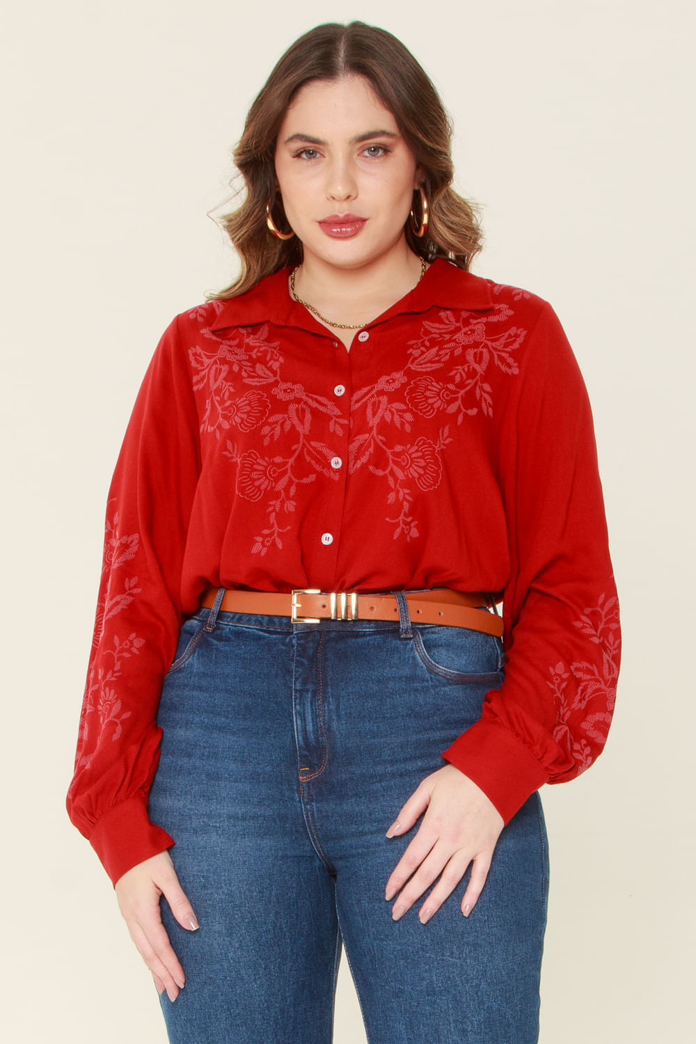Camisa Boho Mais Gata Vermelho Vermelho