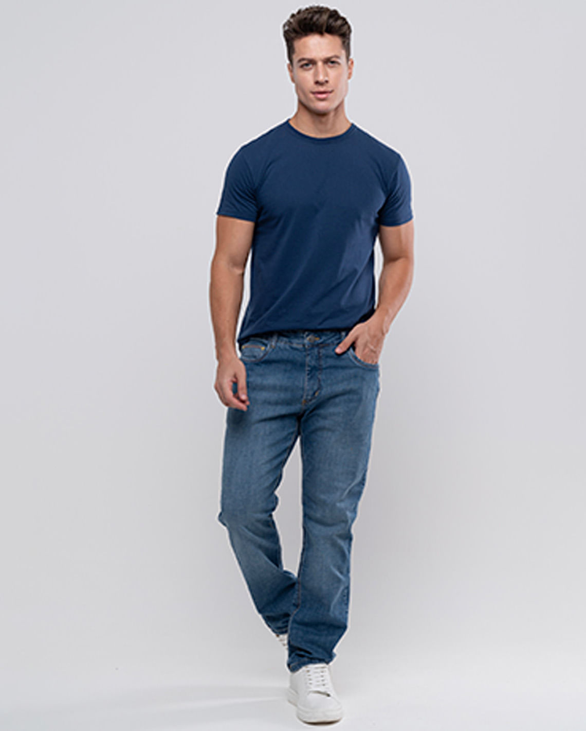 CALÇA JEANS SLIM FIT MASCULINA COM ELASTANO DETALHE BOLSO