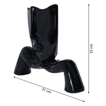 Escultura Decorativa Mascara Descanso Preto Brilho G07 - Gran Belo