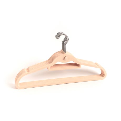 Kit Cabide Oikos Com Gancho Frontal Veludo Bege 60 Unidades