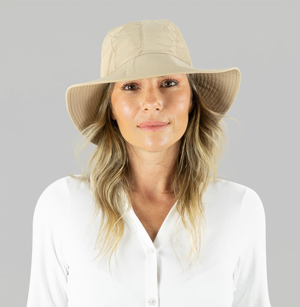 Chapéu UV Com Proteção Solar  San Remo Areia/Off White