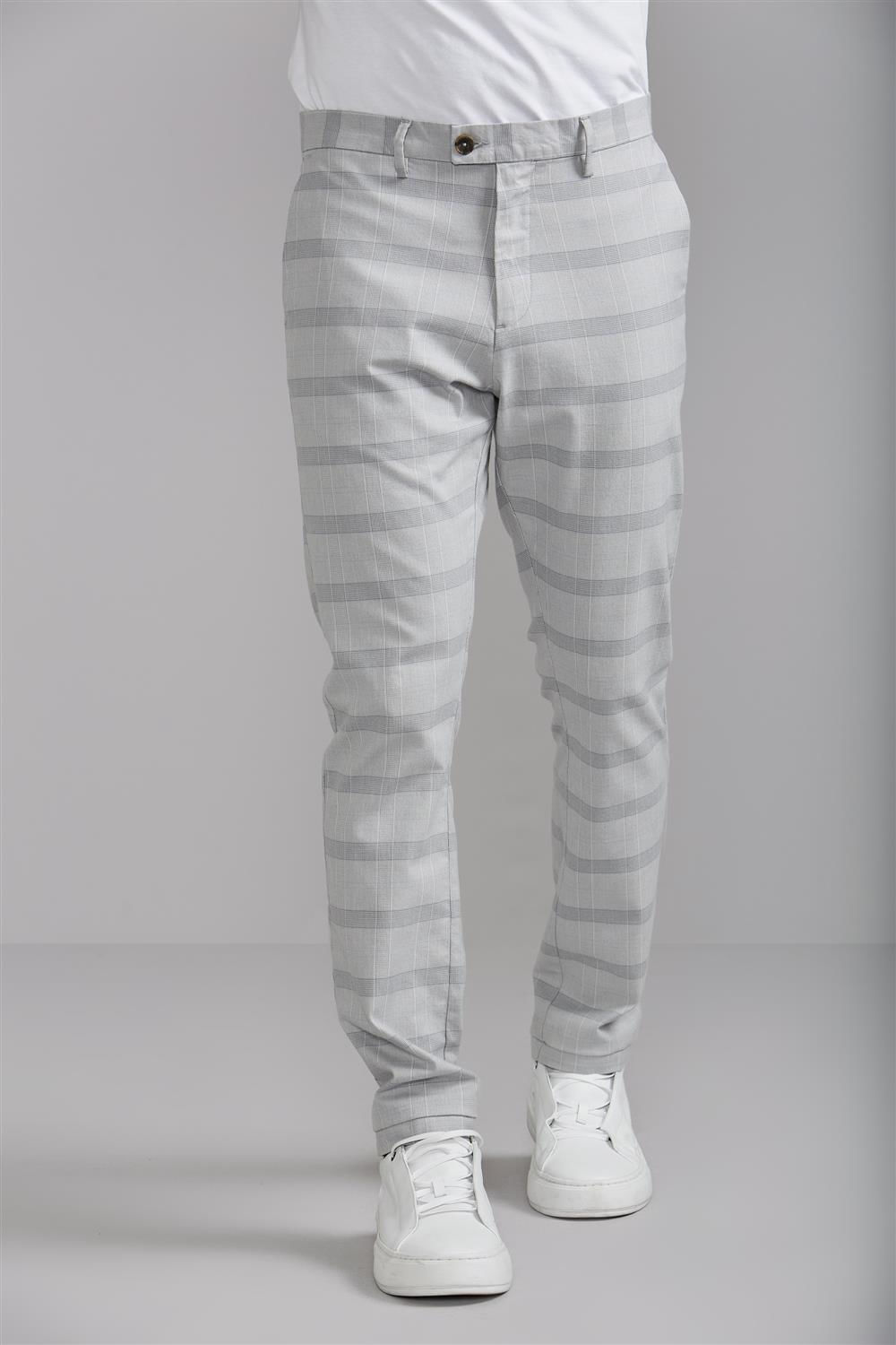 Calça Chino Principe de Gales Comfort - Cinza