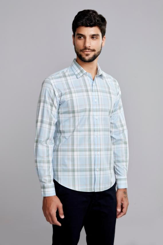 Camisa Manga Longa Xadrez Slim Fit - Verde