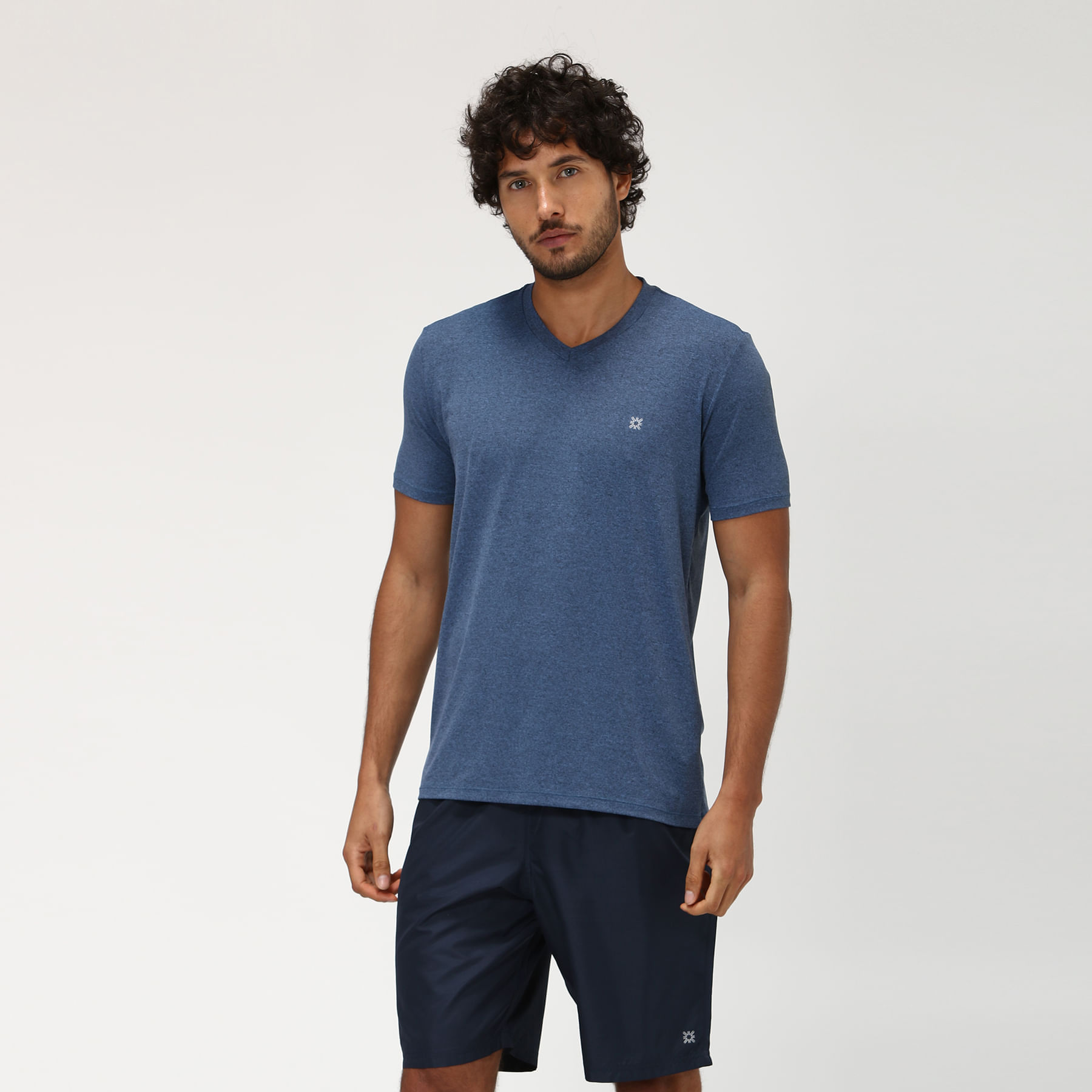 Camisa UV Masculina Com Proteção Solar Sport Fit Mescla Índigo
