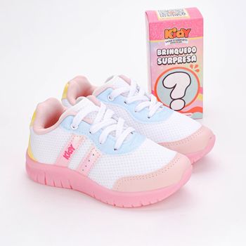 Tênis Infantil Kidy Ultra Flex Com Brinquedo Surpresa Branco Colorido 25 / Branco