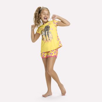 Pijama Brilha no Escuro Menina Kyly 4 / Mescla White