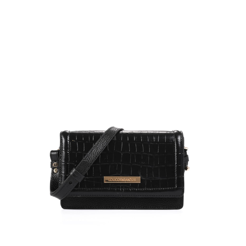 Bolsa Transversal Preto Couro