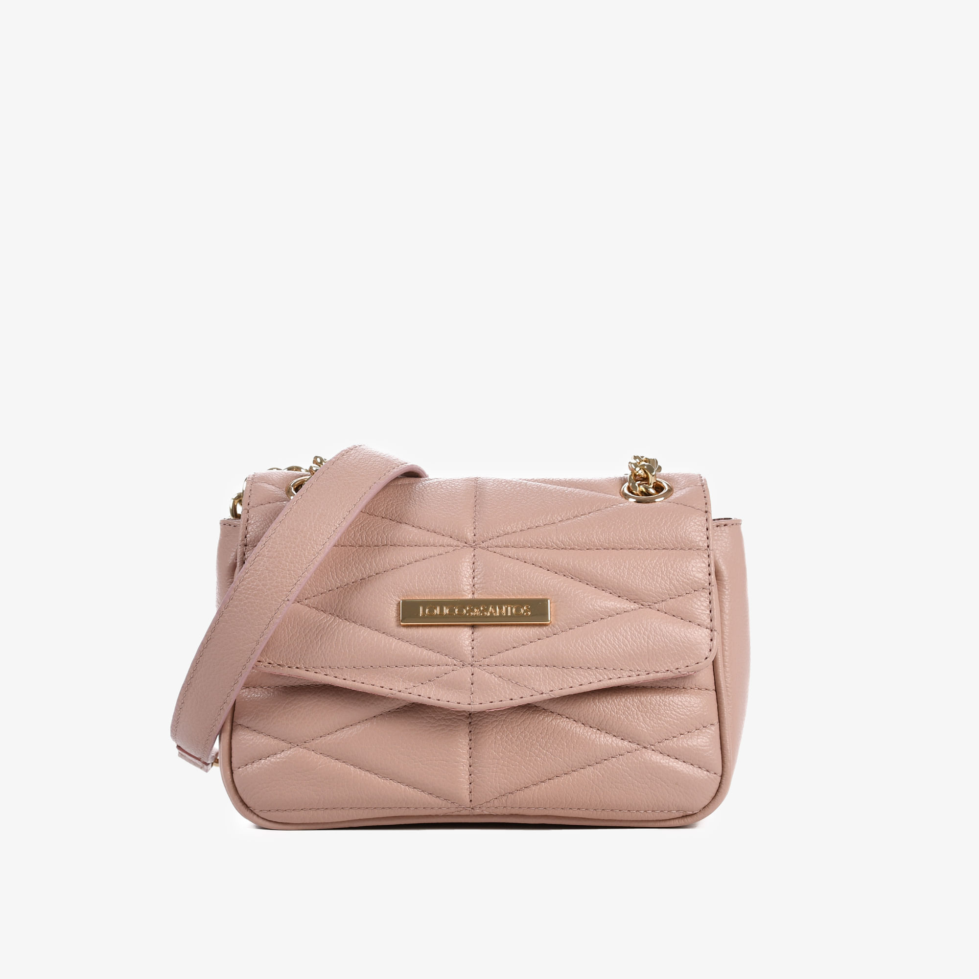 Bolsa Transversal Rosa Claro Couro