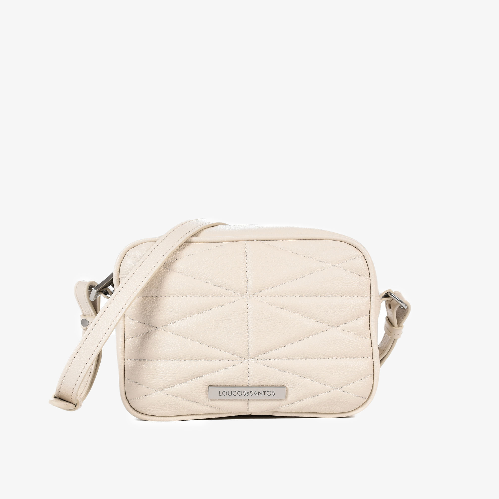 Bolsa Transversal Branco Off White Couro Brilhoso