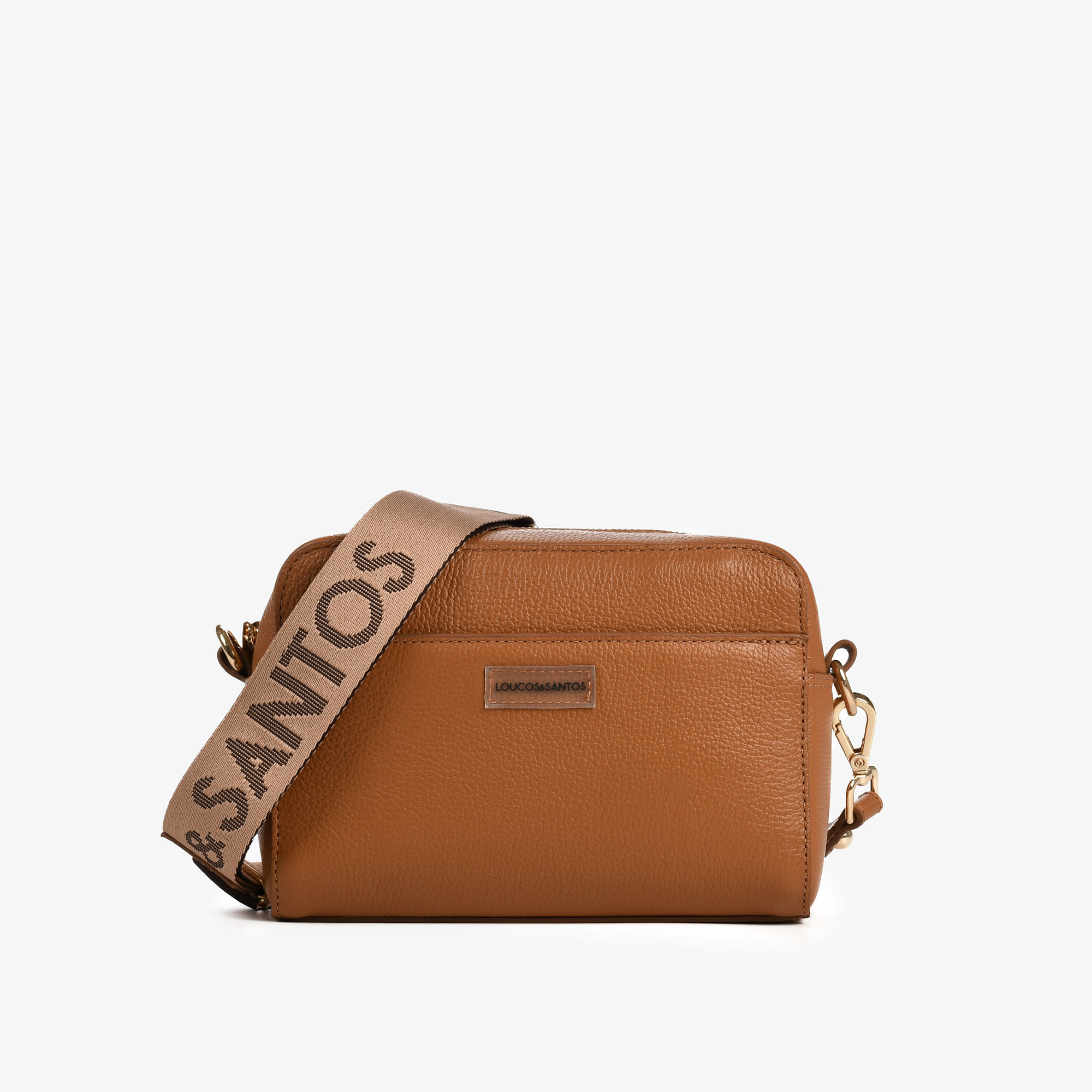 Bolsa Transversal Caramelo Alça Gorgorão Couro