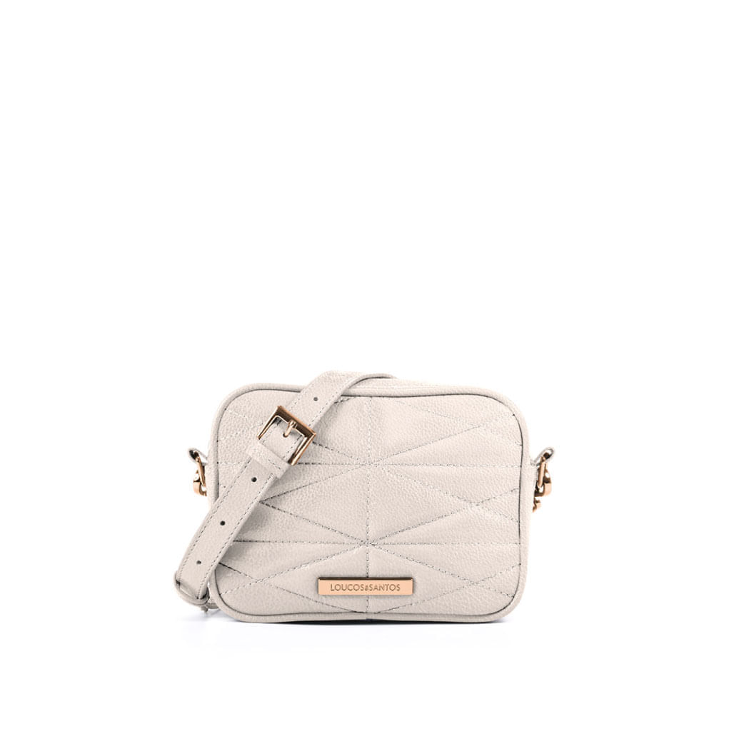 Bolsa Transversal Off White Couro