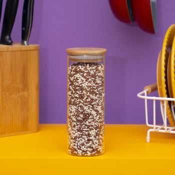 Pote de vidro 450ml com tampa de bambu hermético redondo - Tüd 450ML / NATURAL
