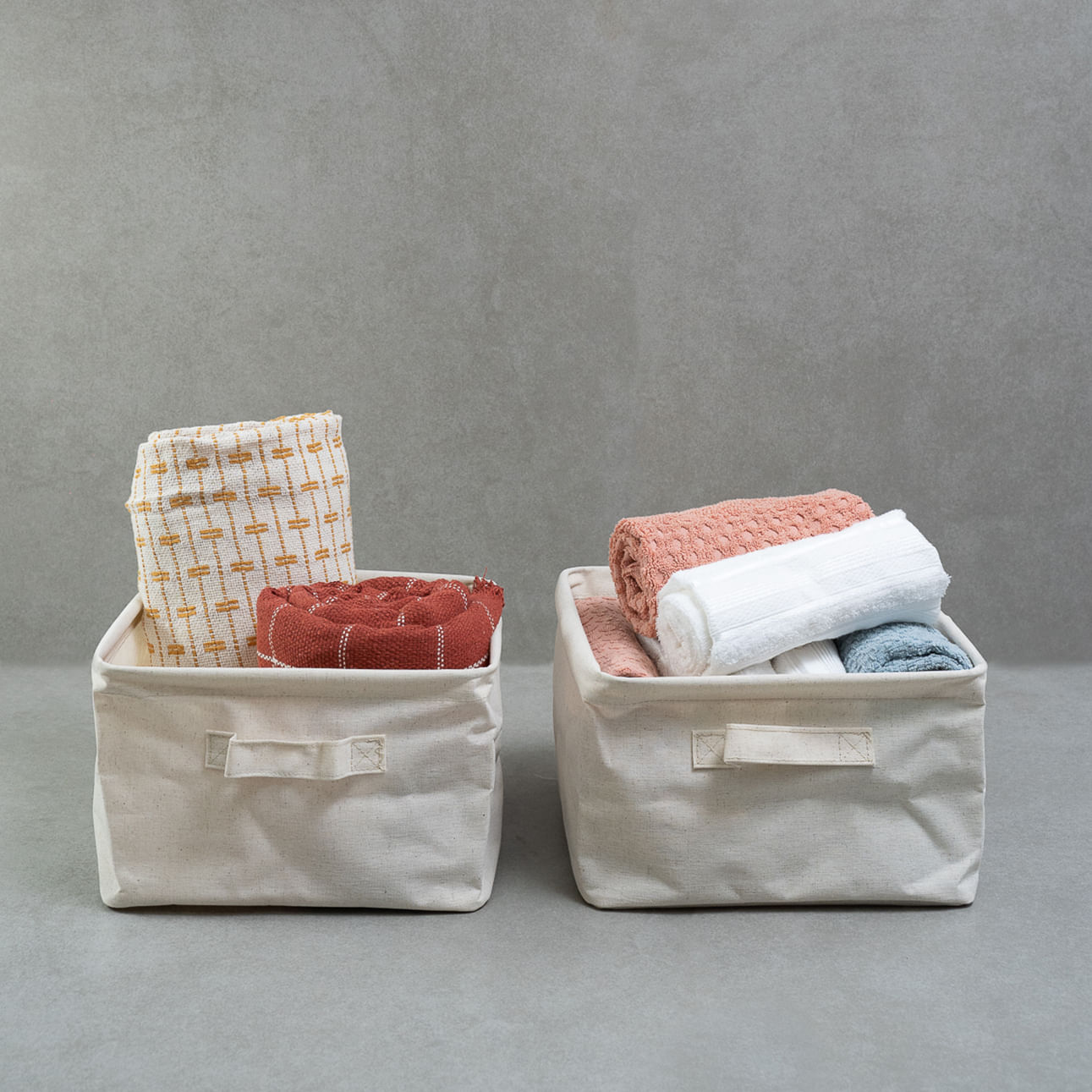 Kit Organizadores Dobráveis de Linho Off White 2 Pçs - Oikos