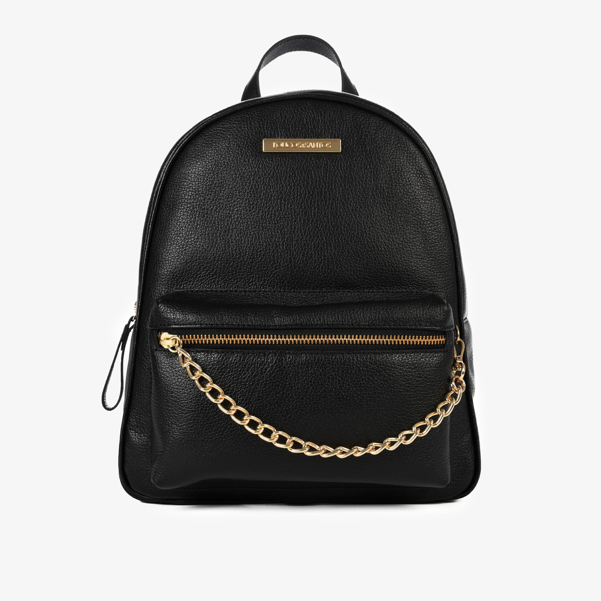 Mochila Branco Preto Corrente Couro