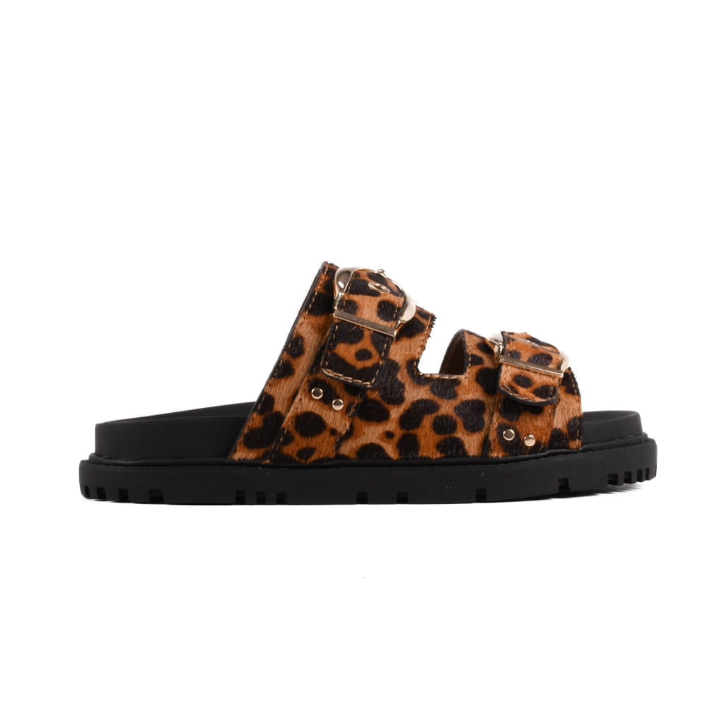 Sandália Anatômica Animal Print Leopardo Couro