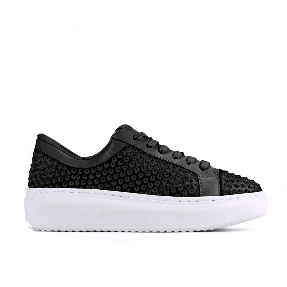 Tênis Flatform Preto Hotfix Camurça
