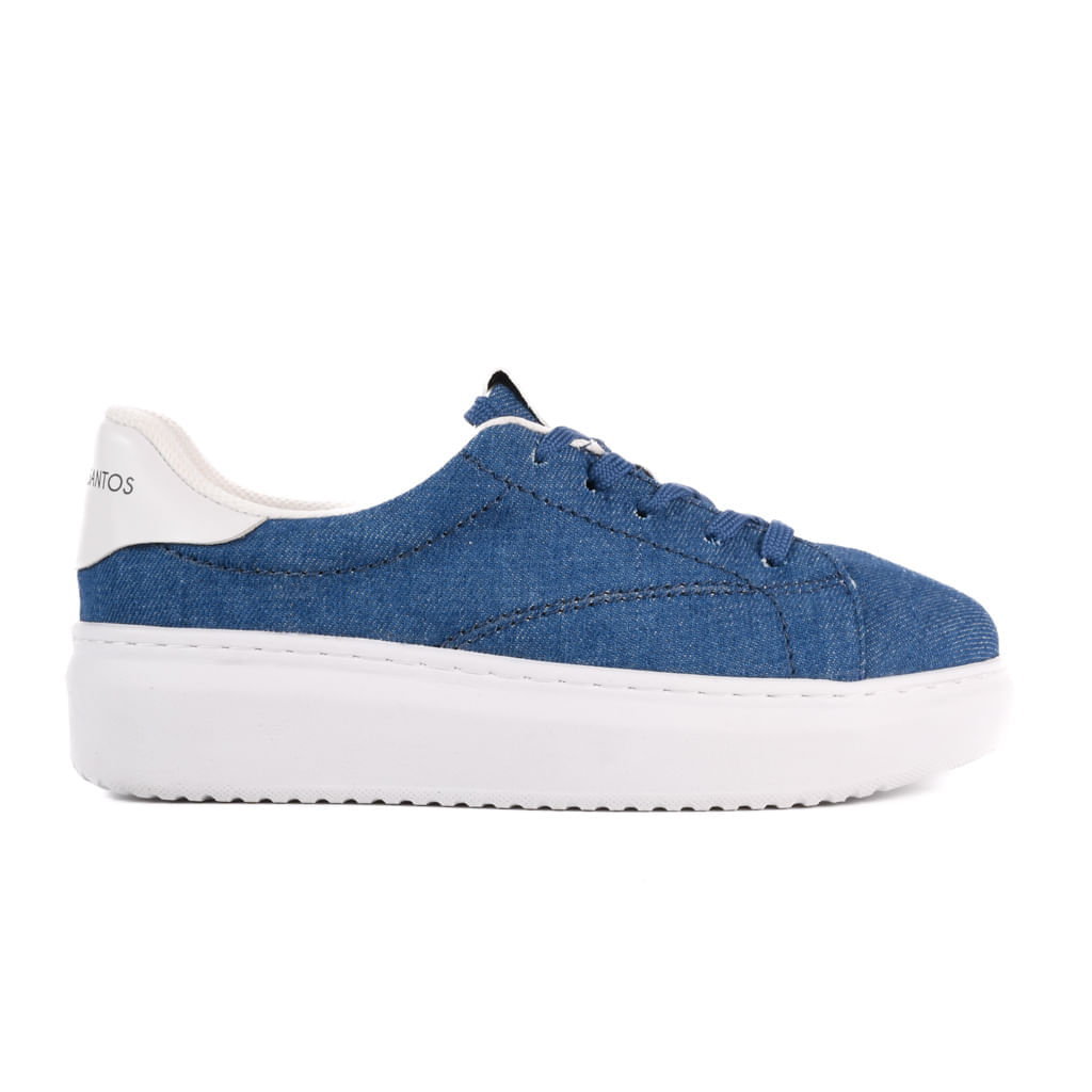 Tênis Flatform Azul Jeans Tecido