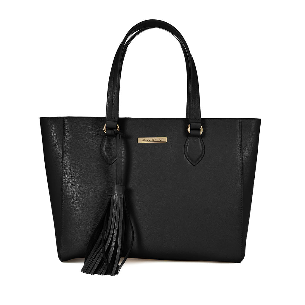 Bolsa Shopping Grande Preta Couro
