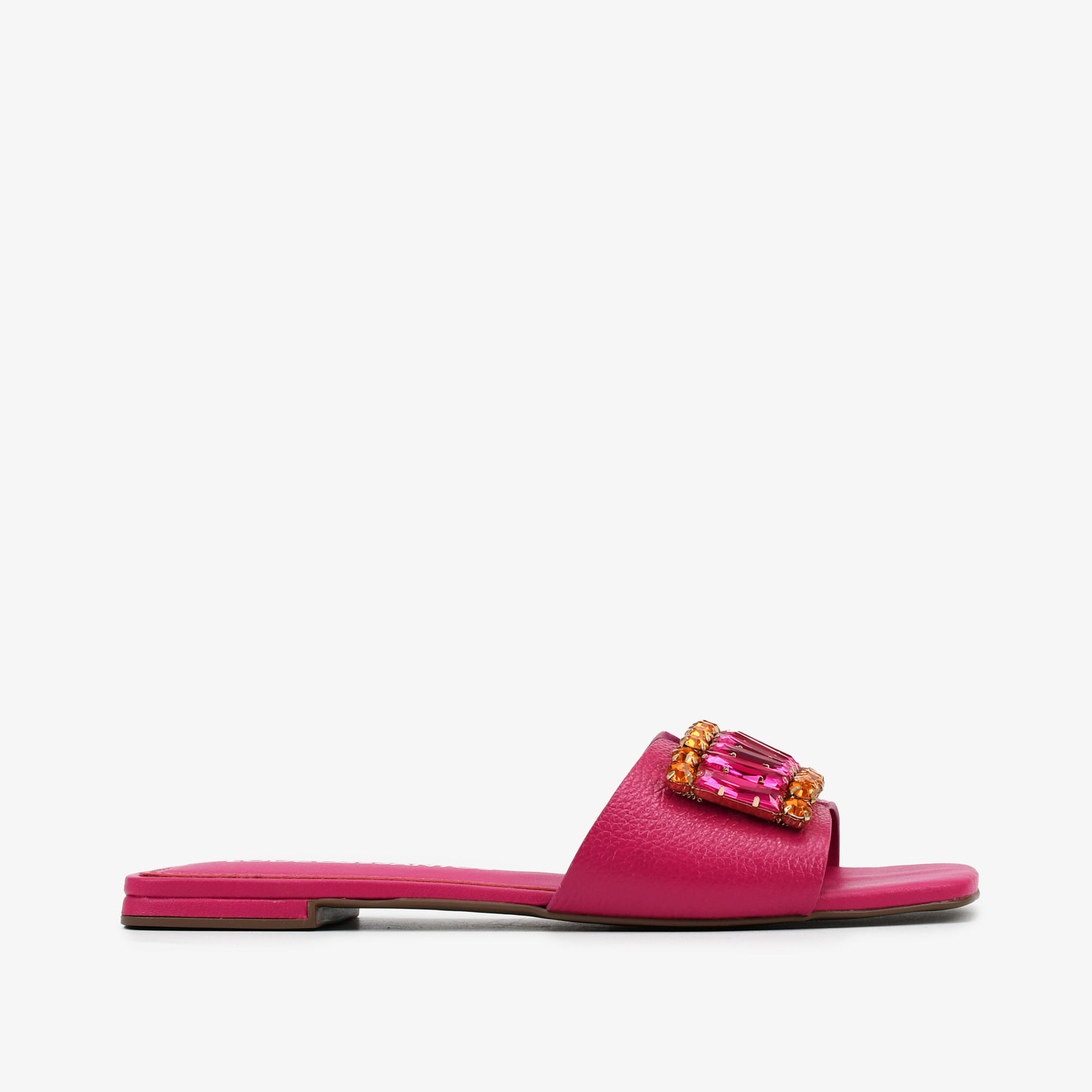 Slide Rosa Hot Pink Couro