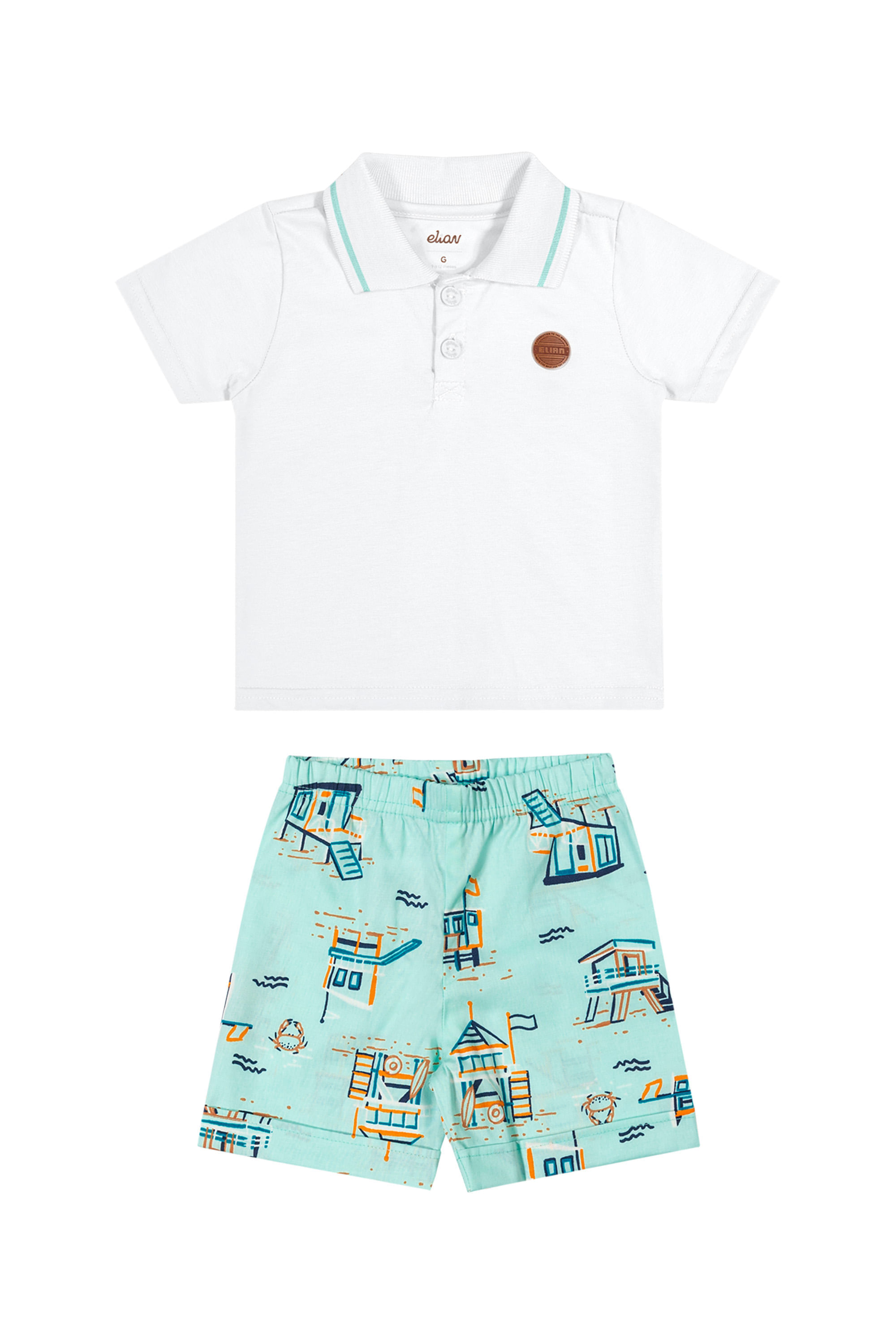 Conjunto Bebê Menino Polo Praia Elian Branco
