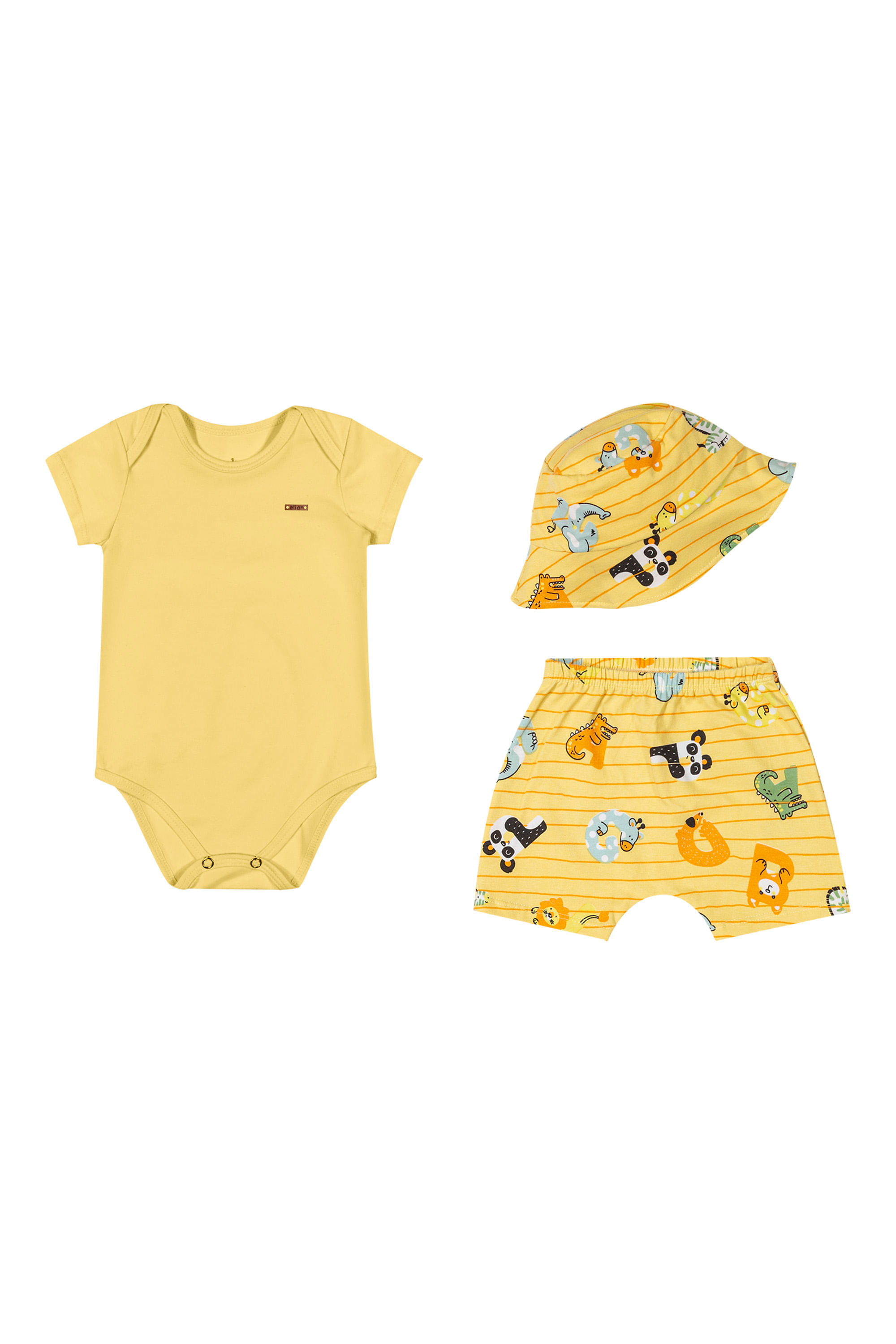 Kit Bebê Menino Safari Elian Amarelo