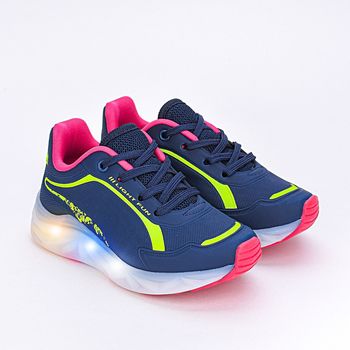 Tênis Infantil Led Kidy Light Fun Marinho Rosa 25 / Azul Marinho