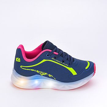 Tênis Infantil Led Kidy Light Fun Marinho Rosa 25 / Azul Marinho