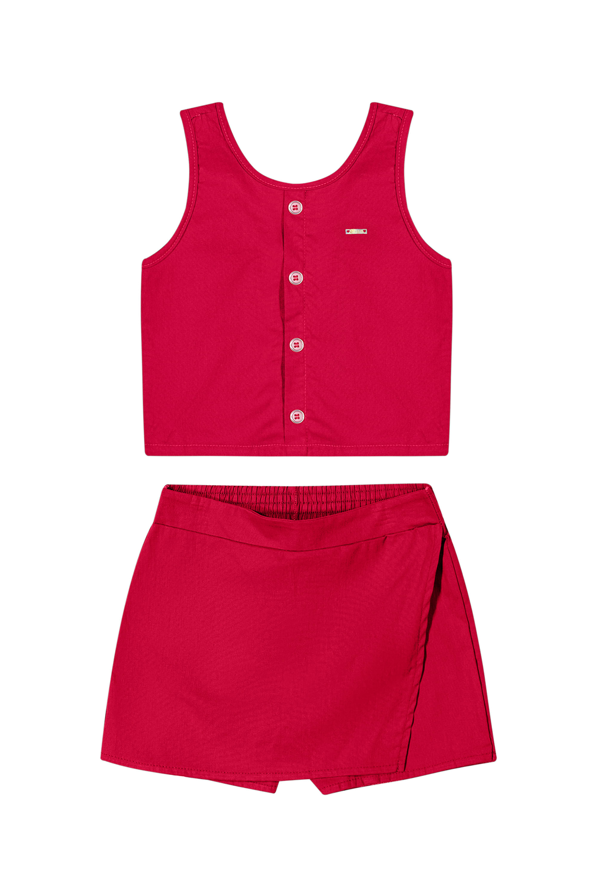 Conjunto Infantil Menina Botões Elian Vermelho