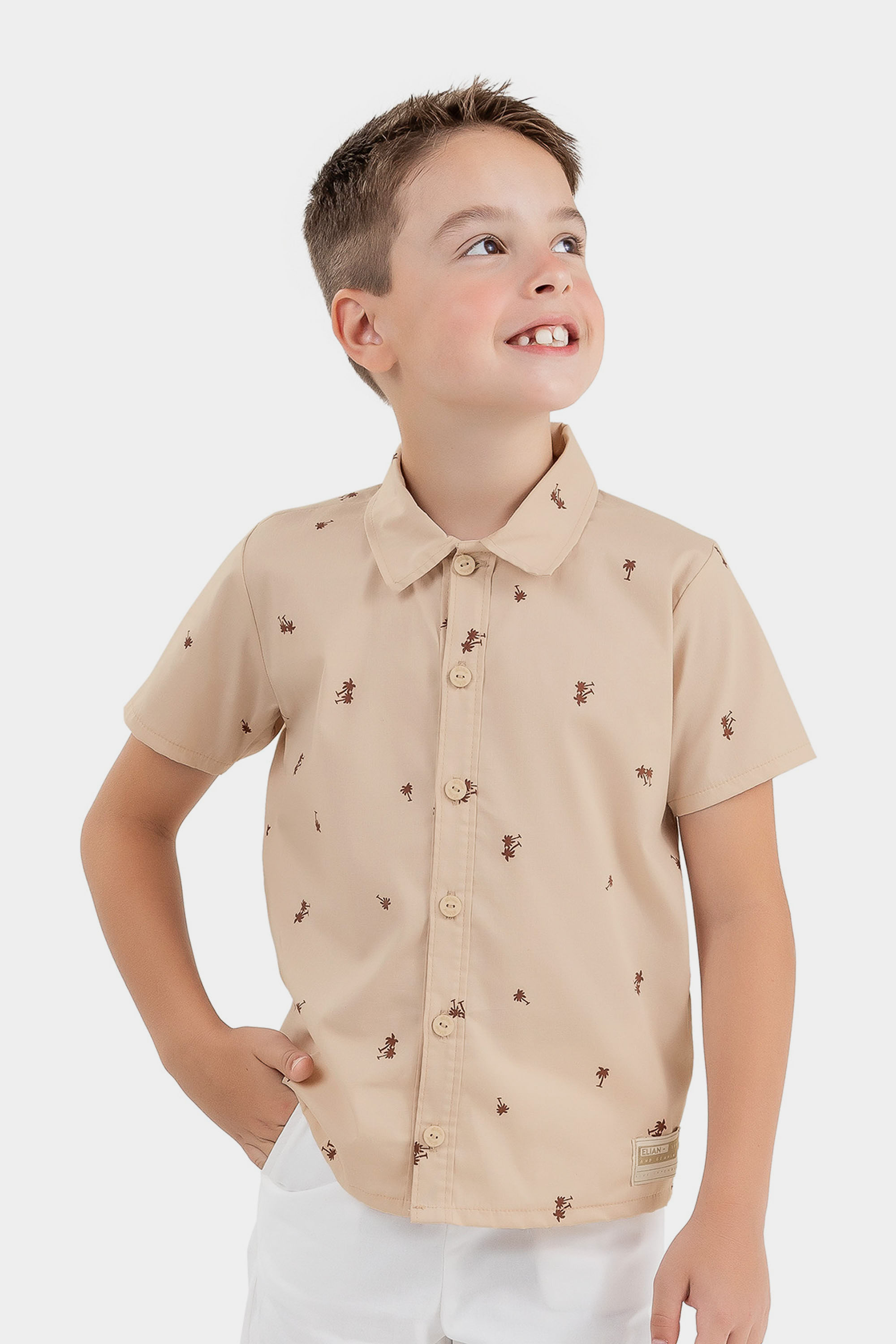Camisa Infantil Menino Verde Elian Bege