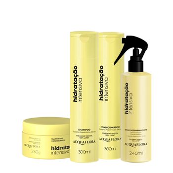 Acquaflora Hidratação Intensiva Shampoo+Cond 300ml+Masc 250ml+Spray s/ Enxague 240ml