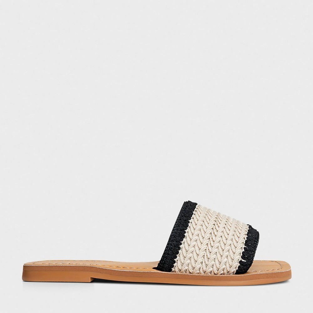 Flat Bicolor e Crochet Off White Vanilla Carrano 444024