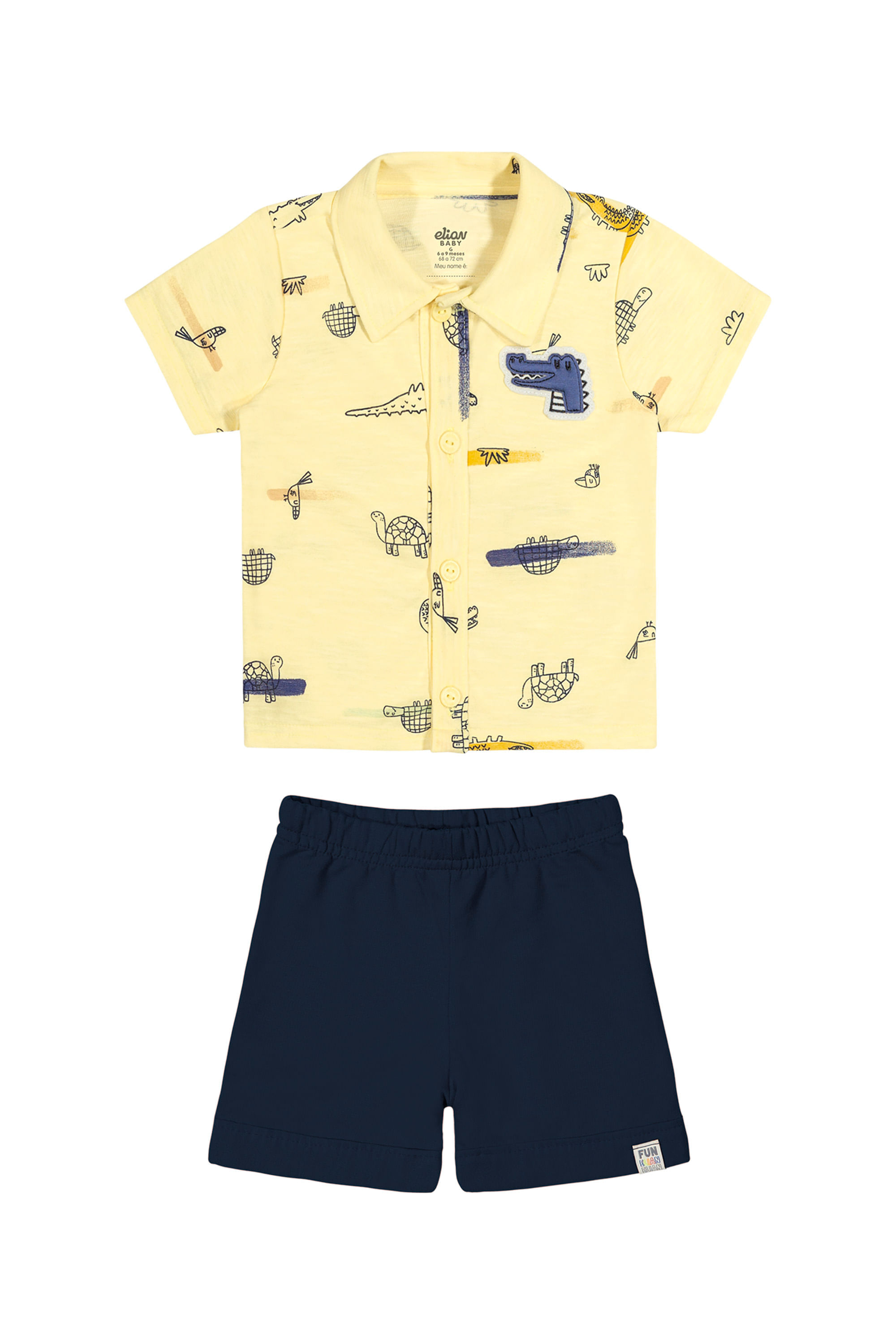 Conjunto Bebê Menino Mundo dos Animais Elian Amarelo