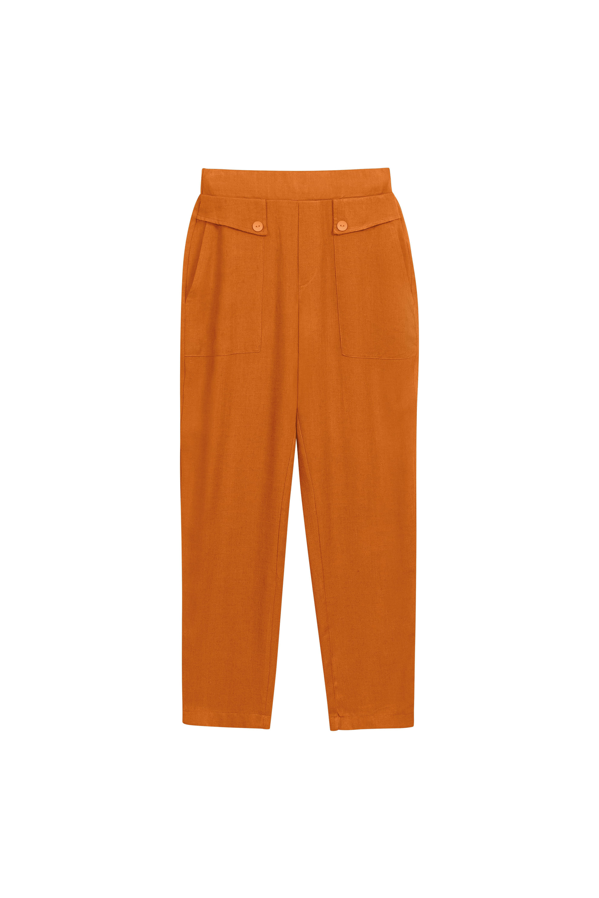 Calça Feminina Com Bolso Frontal Marialícia Laranja