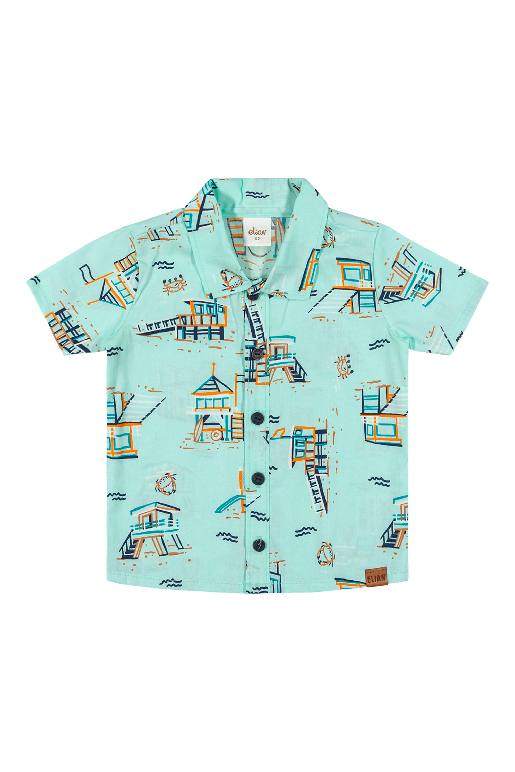 Camisa Infantil Menino Praia Estampada Elian Azul