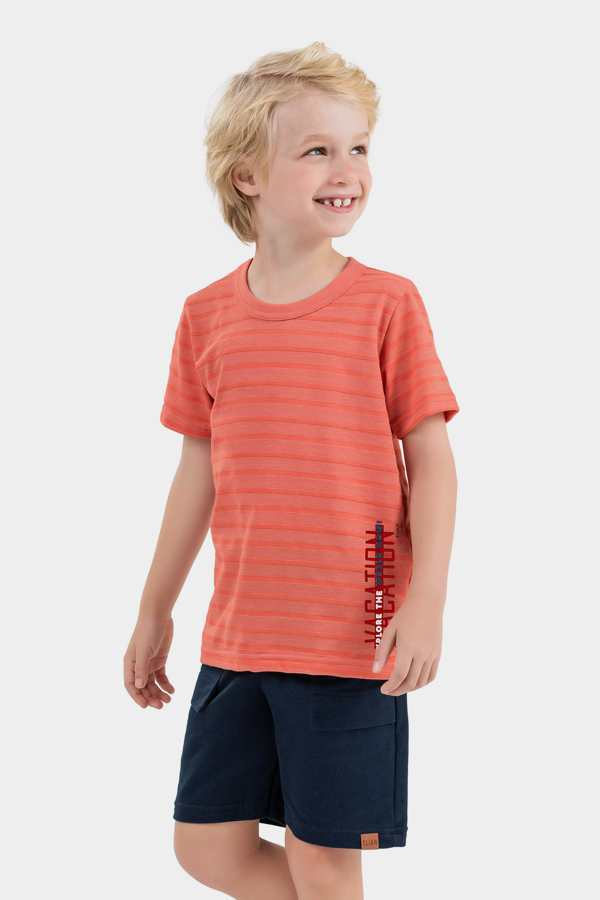 Conjunto Infantil Menino Listrado Elian Vermelho